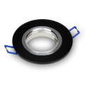 Komplet 6x Oprawa halogen okrągły szklany RIK-8 czarny + GU10 7W 3000K