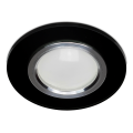 Komplet 6x Oprawa halogen okrągły szklany RIK-8 czarny + GU10 7W 3000K