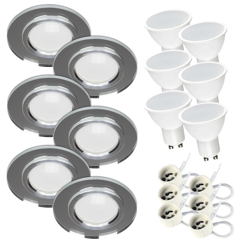 Komplet 6x Oprawa halogen lustrzany RIK-8 + GU10 7W 4000K