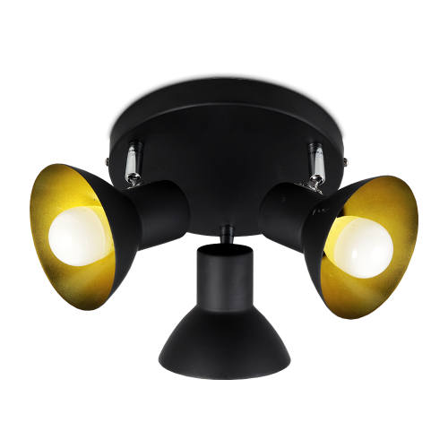Lampa sufitowa spot potrójny czarno-złoty 3xE14 JERRY-3